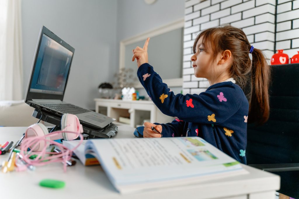 An online student in a virtual classroom.